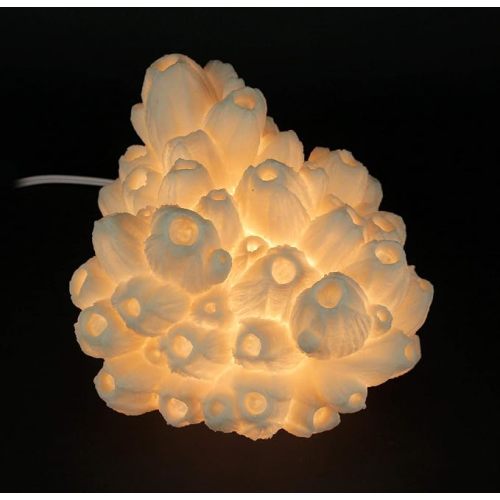 White Faux Tube Coral Decorative Coastal Art Accent Lamp