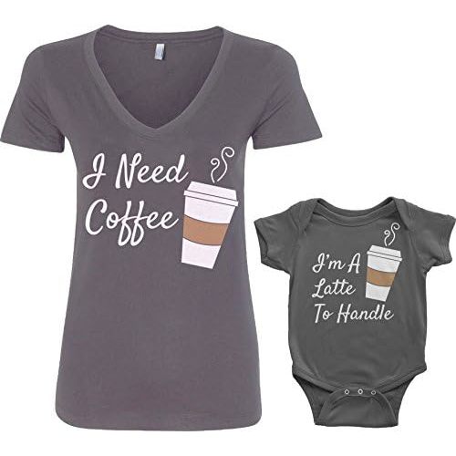 Threadrock Coffee & Latte Infant Bodysuit & Women's V-Neck T-Shirt Set
