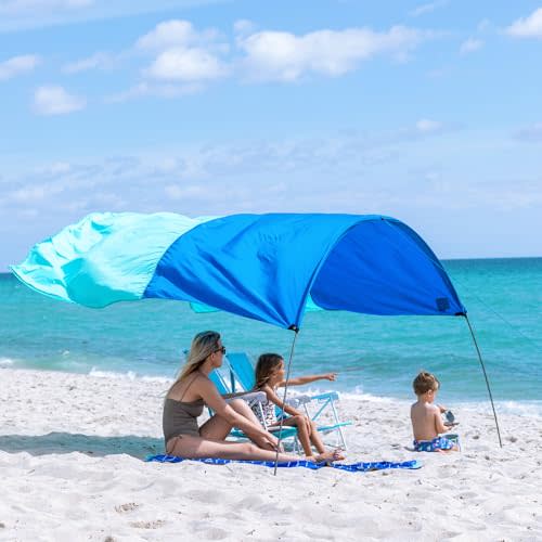 Shibumi Shade Mini®, World's Best Beach Shade with Quiet Canopy, The Original Wind-Powered® Beach Canopy, Provides 75 Sq. Ft. of Shade up to 8ppl, Sets up in 2 Min, Wind Assist Included