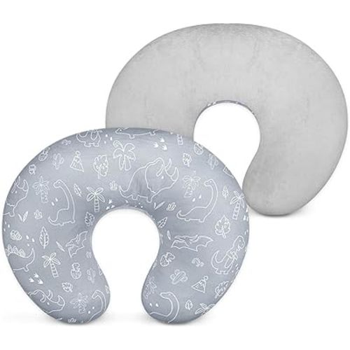 DILIMI Nursing Pillow Cover, Soft Stretchy Nursing Covers for Breastfeeding Pillows, 1 Pack Reversible Removable Slipcover for Baby Boy and Girls, Dinosaur