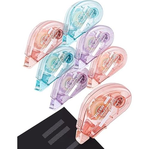 Amanbo 6 Pack Glue Tape for Scrapbooking, Scrapbook Double Sided Tape Roller for Crafts, Total 118 Ft x 0.24 in Tape Runner, Craft Supplies for Scrapbooking, Gift Wrapping and Photo Tape