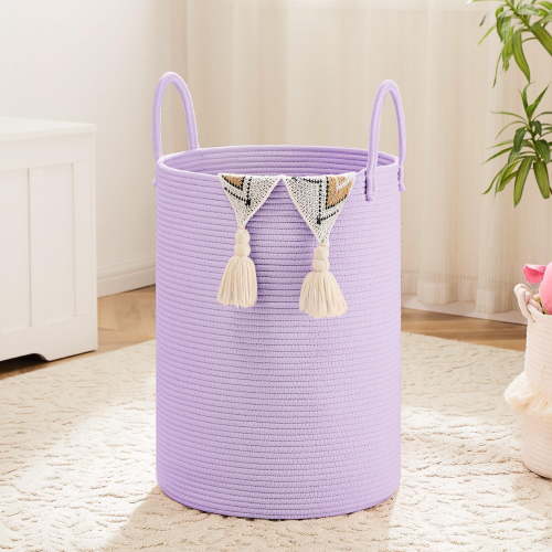 Laundry Basket,Woven Cotton Rope Laundry Hamper,60L for Decorative Storage of Dirty Clothes,Toys and Blankets in Bathroom,Bedroom and Living Room
