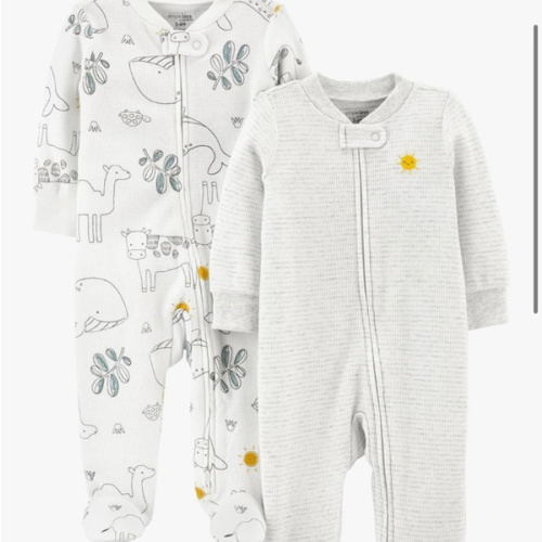 Simple Joys by Carter's Unisex Baby 2-way Zip Thermal Footed Sleep and Play, Pack of 2