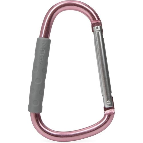 Nuby Large Handy Hook Carabiner Stroller Clip with Textured Soft Grip: Rose Gold