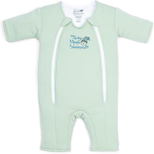 Magic Sleepsuit Baby Merlin's Cotton Baby Swaddle Transition Product - Soft and Cozy Design, Double Zipper for Easy Diaper Changes, Promotes Safe Sleep, 3-6 Months - Sage Green - Small (12-18lbs)