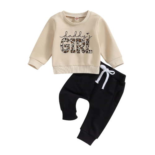 Toddler Baby Girls Clothes Sets 6M 12M 18M 24M 3Y Daddys Girl Letter Print Long Sleeve Pullover Sweatshirts Jogger Pants Infant Autumn Outfits