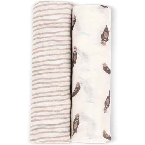 Bamboo Viscose Muslin Baby Swaddle Receiving Blanket, 70% Viscose Made from Bamboo, 30% Cotton Muslin - Imported (Otter)