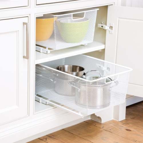Elfa Mesh Pull-Out Cabinet Drawers | The Container Store