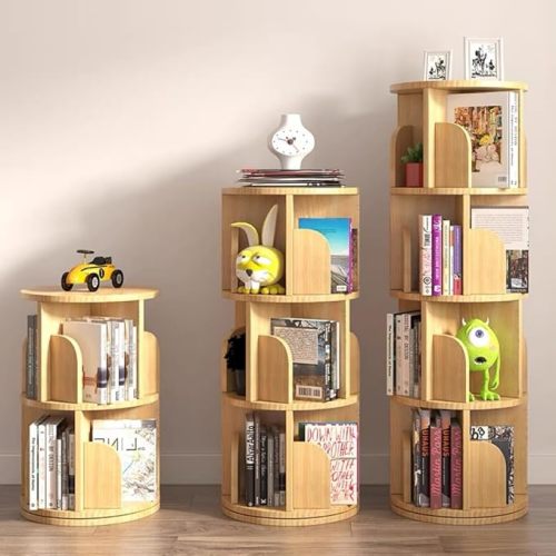 3 Tier 360 Display Rotating Bookshelf, Revolving Bookcase for Kids&Adults, Rotating Bookshelf Tower for Preschoolers' Classrooms, Nursery, Bedrooms, Living Room