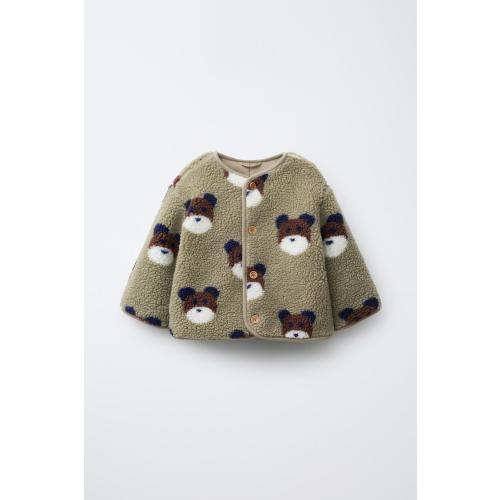 BEAR FLEECE JACKET - Sage Green | ZARA United States 6-9M