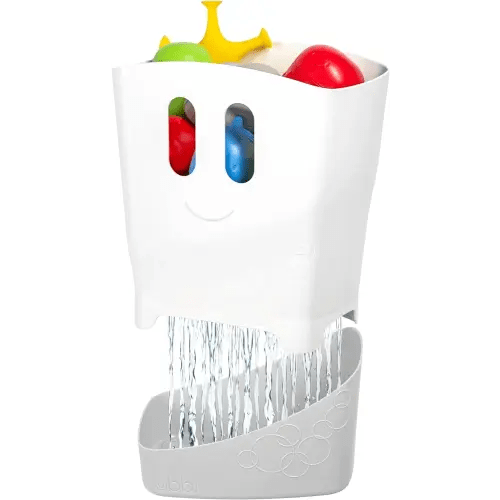 Ubbi Freestanding Bath Toy Organizer Bath Caddy with Removable Drying Rack Bin and Scoop for Toddlers and Baby, Gray