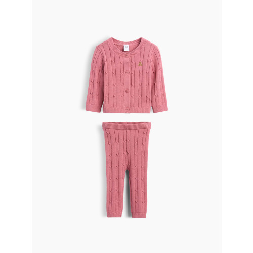 Baby Cable-Knit Cardigan Sweater Outfit Set