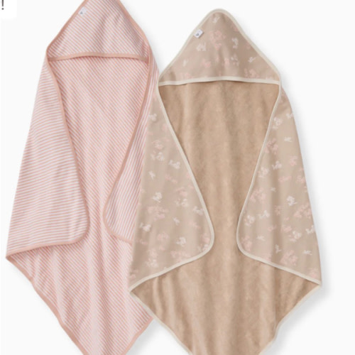 Whimsical Floral Organic Knit Terry Towels Set of 2