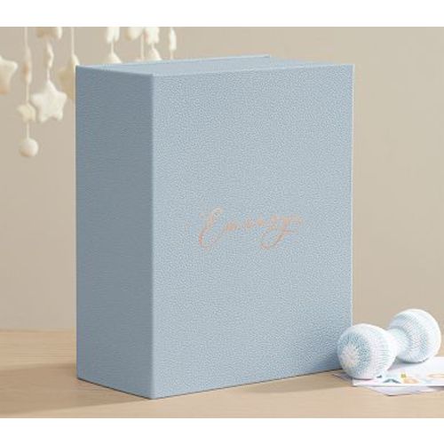 PBK x Savor Personalized Baby Vault Shagreen Keepsake Box, Blue, Emersyn Font