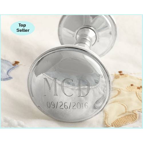 Personalized Baby Rattle - Silver Baby Rattle - Dumbell Rattle - Baby Shower Gift - Dumbbell Rattle - Custom Baby Rattle - Barbell Rattle