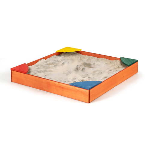 Spaco Kids Outdoor Wooden Backyard Sandbox with Built-in Corner Seating, Backyard Sandbox, Kids Sand Activity Sensory Play Pit, Toddler Summer Outdoor Toys, 1+ Years Old