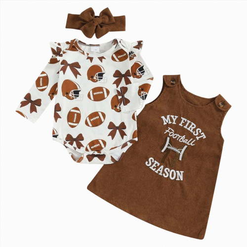 CAUYDY Toddler Girl Long Sleeved Romper Infant Girls Soft Bodysuit Set Newborn Fall Winter Clothing Preemie Outfit 0 3 6 9 12 18 24 Months Sizes 0-3 Months,Brown