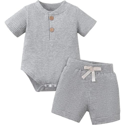 Jecson Newborn Boy Clothes Baby Boy Outfits Set Baby Boy Summer Clothes Soft Cotton Short Sleeve Top and Shorts for 0-18M