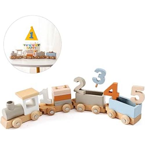 Amazon.com: Wooden Train Toys for Toddlers1-3丨Sorting Stacking and Numbers Wooden Toy 丨Natural Wooden Train Set 丨Train Cars Toy for Kid Baby Boys Girls Birthday : Toys & Games