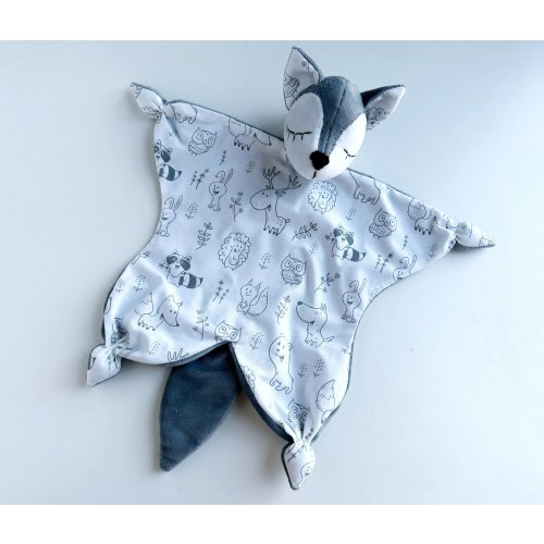 Wolf lovey blanket, baby lovey, animal lovey, baby toy, baby shower gift, new baby gift, stuff wolf plush for baby