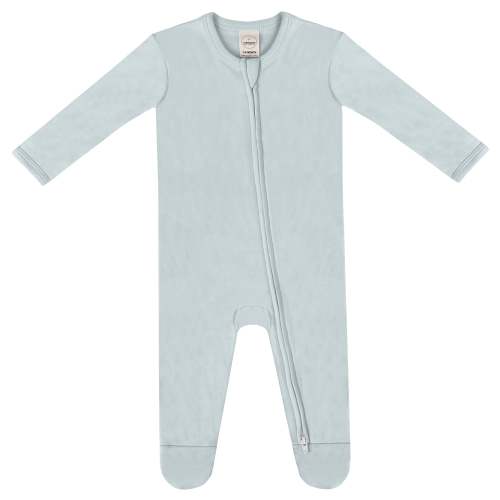Zippered Footie in Smoke Blue Organic Cotton