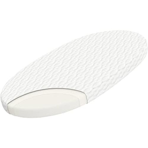 WELLZEE Oval Bassinet Mattress 29"x17", Fits for 4moms MamaRoo Bassinet, Skin-Friendly for Baby, 100% Breathable & Washable Cover, Waterproof Lining, Suppotive High-Density Foam