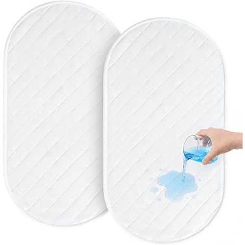 Bassinet Mattress Pad Cover Waterproof 32"x17" Bassinet Sheets, White