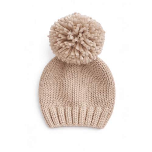 Jumbo Pom Knit Hat, Oat