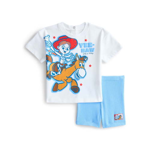 Toy Story Baby Girls Short Sleeve Graphic Tee and Matching Bike Shorts Set, 2-Piece, Sizes 0/3M-24M