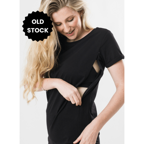*OLD STOCK* Plain black breastfeeding T-shirt with zips (sizes XL, 2XL & 3XL only)