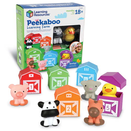 Learning Resources Kids Peekaboo Farm, Counting & Sorting Toy, Finger Puppet, 10pc, 18-24mos+