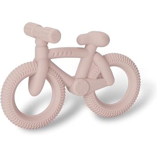 Socub Baby Teether Toys for Infants, Silicone Baby Teething Toys for Babies 0-6-12-18 Months, Soft and Textured Bike-Shaped teether Toy for Soothing Sore Gums,BPA Free, Rose Pink