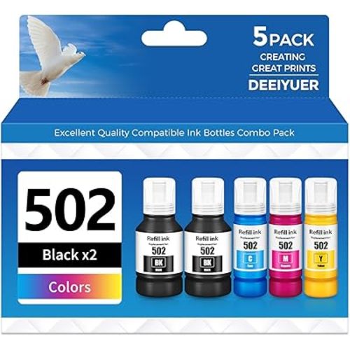 502 Ink Refill Bottles ET-2850 ET-3850 ET-4850 ET-15000 502 Ink Compatible for ET 2850 ET 3850 ET-4760 ET-2760 ET-3830 ET 4850 ET 15000 ET-3843 ET-2980 ET-3950 4950 3750 Printer
