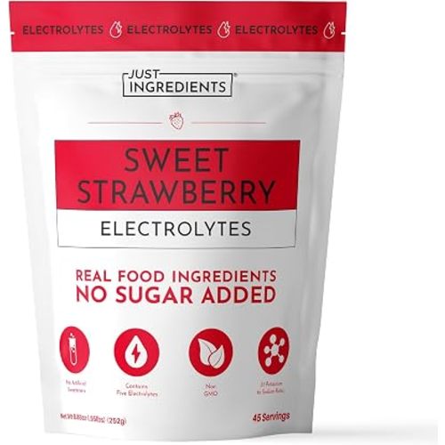 JUST INGREDIENTS Sweet Strawberry Electrolytes - No Sugar - 45 Servings