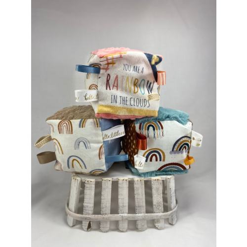 Rainbow Stuffed Crinkle Cube: Handmade Sensory Baby Toy