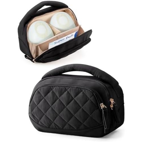 Wearable Breast Pump Bag Compatible with Momcozy, Medela and Eufy Pumps, Portable Pumping Bag with Handle for Work, Travel, and Family Use, Black