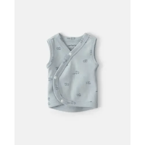 Baby Boy Train Side-Snap Cotton Tank - Blue | Carter's