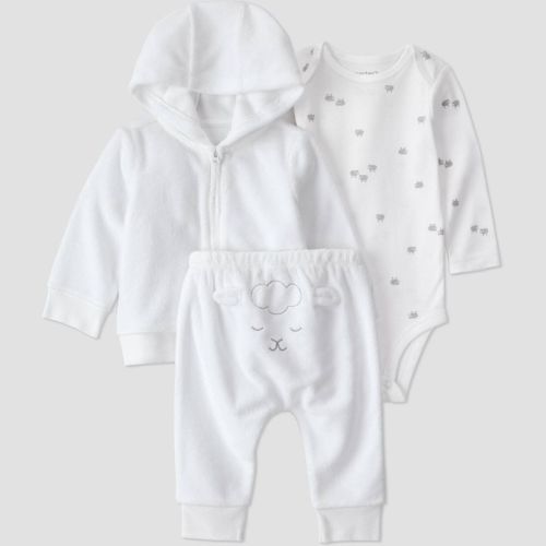 Carter's Just One You® Baby 3pc lamb bodysuit and pant Set with Jacket - White 3M