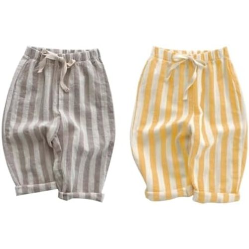 2 Pack Boys Girls Cotton Linen Harem Bloomers Pants for Baby Toddler