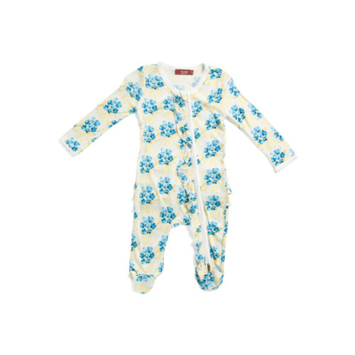 Newborn Girls Sky Floral Ruffle Zipper Footed Sleep Bodysuit | Family Pajamas | Marshalls