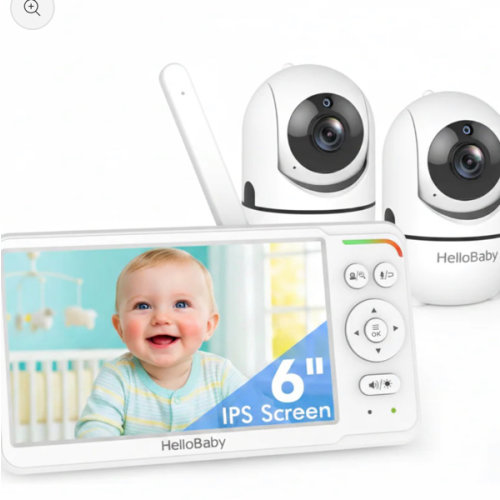 HelloBaby 6" Split Screen Video Baby Monitor with 2 Cameras HB6560-2