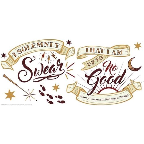 RoomMates RMK3607GM Harry Potter Marauder's Map Quote Peel and Stick Giant Wall Decals, Brown
