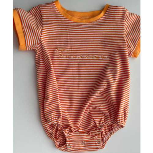 Tennessee- Orange and White Striped Baby Tshirt Bubble Romper- Custom Name- Vols