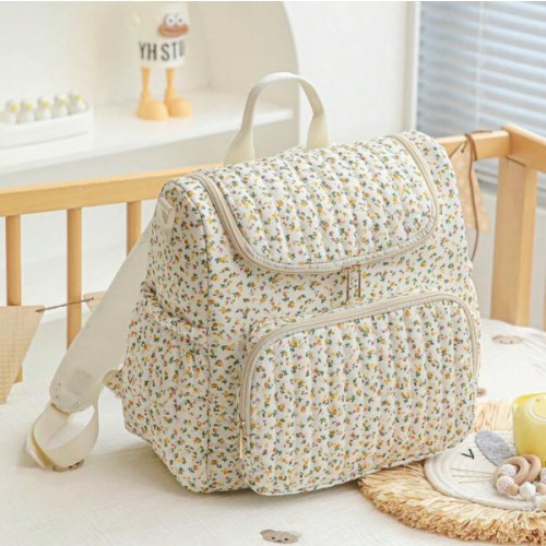1pc Multifunction Large Capacity Ditsy Floral Mommy Backpack, Can Be Hung On Stroller