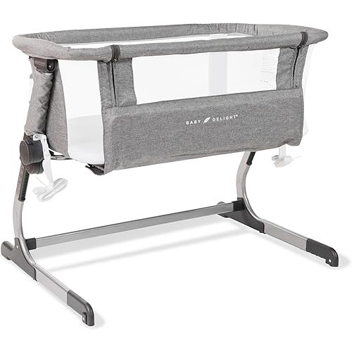 Baby Delight Beside Me Dreamer Bassinet | Bedside Sleeper | 6-Position Height Adjustment | Charcoal Tweed