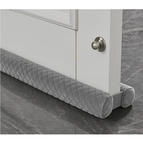 Ciieyuo® Under Door Draft Stopper – Premium Velour Door Gap Filler & Noise Blocker | Insert-Design Draft Stopper for Bottom of Door | Blocks Cold,Noise,Dust,Light – Easy Install(30Inch Grey)