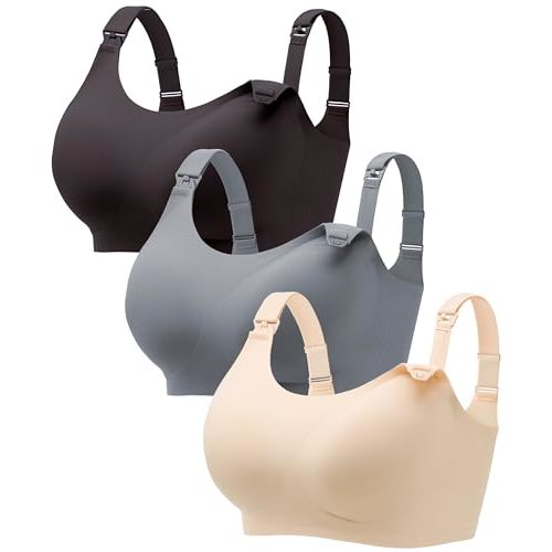 Angelhood Seamless Nursing Bra for Women Wire Free Full Coverage Comfort Maternity Bra with Extra Extender,3P