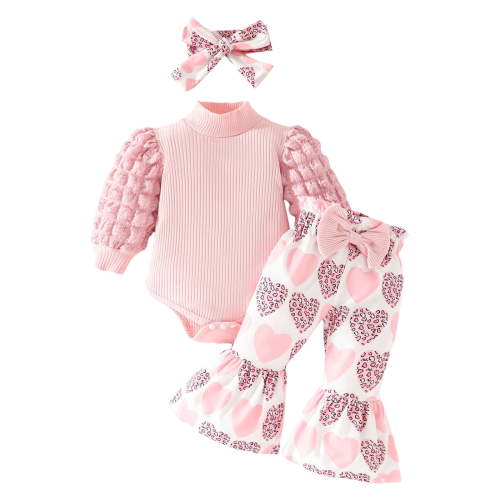 Dagaeig Baby Girl Clothes Long Sleeve Romper Set Floral Fall Outfits Cute Baby Clothes Girl(Pink,6-9 Months)