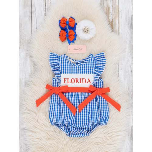 Florida Smocked Gingham Bubble Romper