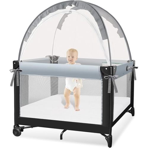 Crib Tent to Keep Baby from Climbing Out - Crib Net to Keep Baby in - Pop Up Breathable Cribs Cover - Canopy with Upgrade Strong Mesh and Durable Zipper